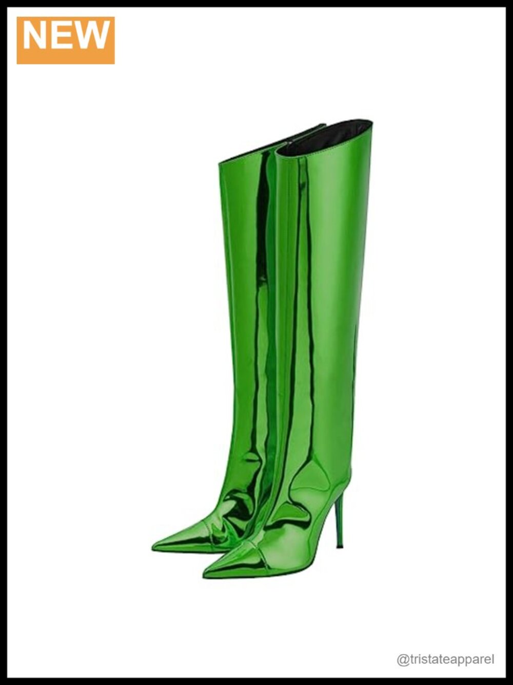 Women's Knee High Boots Wide Calf Stiletto Heel Metallic Leather Party Shoes
